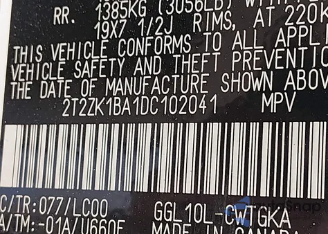 2013 Lexus Rx 350 from USA, damaged, VIN 2T2ZK1BA1DC102041